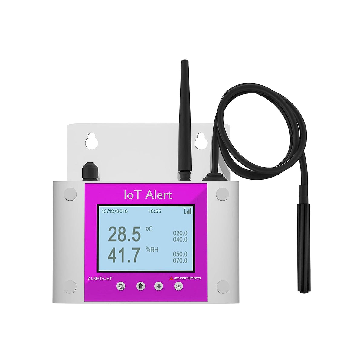 Ace AI-RHTx-IoT - Monitor de temperatura ambiente y humedad para servidor junto con certificado de calibración + 12 meses de garantía (con alojamiento hasta nuestro final) Con Hosting a nuestro fin
