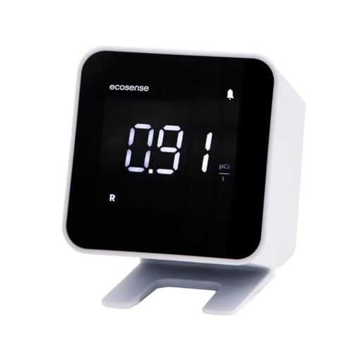 Ecosense EB100 EcoBlu, detector digital de radón, rápido y preciso, monitoreo a corto y largo plazo, pantalla LED de tamaño completo, fácil de usar