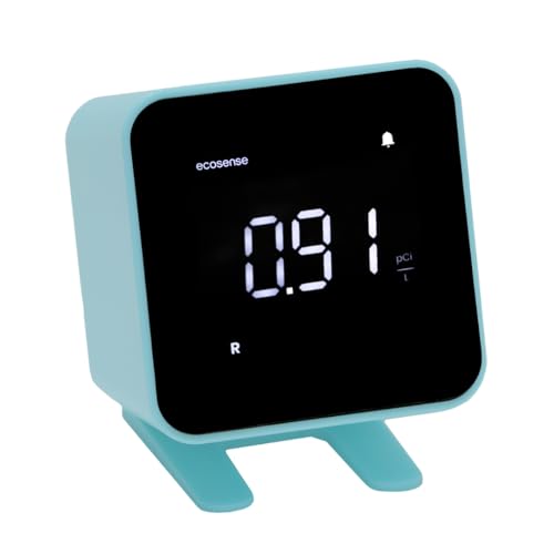 Ecosense EB100 EcoBlu, detector digital de radón, rápido y preciso, monitoreo a corto y largo plazo, pantalla LED de tamaño completo, fácil de usar