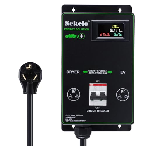 Integración de carga inteligente EV: interruptor de alimentación automático Sekelo para secadora y EV, NEMA 10-30, carga rápida, pantalla en tiempo real