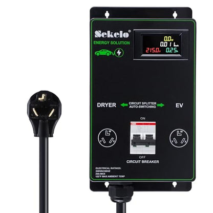 Integración de carga inteligente EV: interruptor de alimentación automático Sekelo para secadora y EV, NEMA 10-30, carga rápida, pantalla en tiempo real