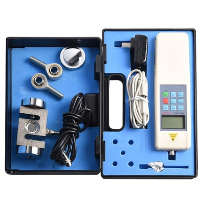 Medidor de fuerza digital de 20KN/4,409.2 lbs/4500LB Dinamómetro de medidor de empuje y tracción con sensor de célula de carga externa, modo pico/pista, salida USB