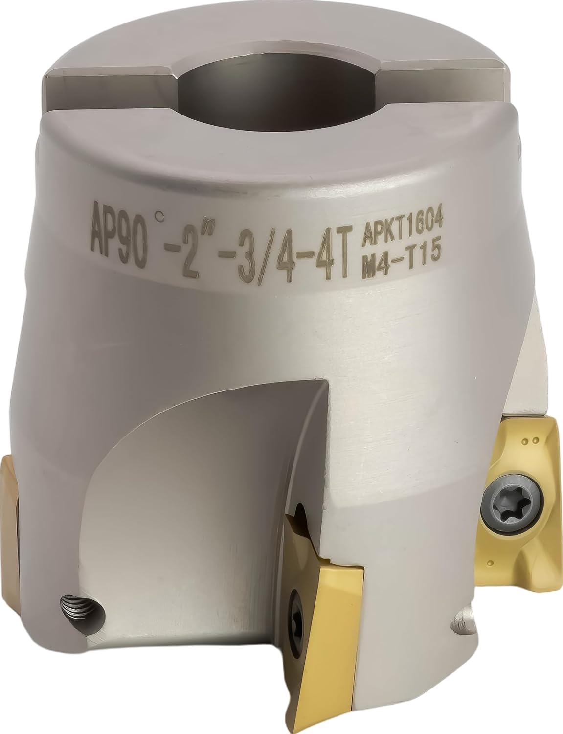 Molino de cara indexable de 90° (carcasa) de 3", para fresado de hombro cuadrado, diámetro del orificio del eje de 1", 6 flautas, con 6 piezas de inserciones de carburo APKT1604