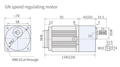 Motor de CA de 110 V + driver de velocidad + caja de engranajes, motor eléctrico monofásico de 15 W con caja de cambios, motor de velocidad variable de 0-450 RPM, motor de engranaje reversible con