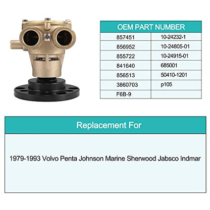 Bomba de agua montada en cigüeñal 857451 856513 841640 F6B-9 para Volvo Penta OMC V8 Johnson 10-24930-01 10248051 102494601 Marine Sherwood P105 50 410-1201 Indmar 685001 10-24232-1 3860703