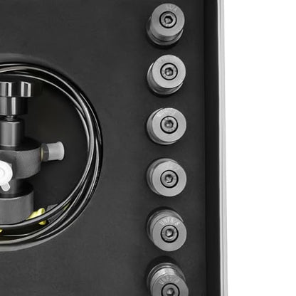 Kit de llenado de nitrógeno acumulador hidráulico de 3 calibradores, juego profesional de manómetros de llenado de gas, herramienta de prueba de acumulador multiadaptador con 6 acoplamientos para