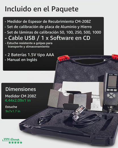 Medidor industrial profesional de la pintura del indicador CM-208Z del grueso de la capa con la sonda externa