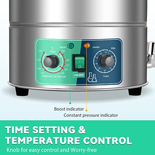 Autoclave temporizada de 25 cuartos de galón, autoclave presurizado a vapor, 15 psi a 121 ℃, para cristalería, equipo de laboratorio y cultivo de hongos, 110 V
