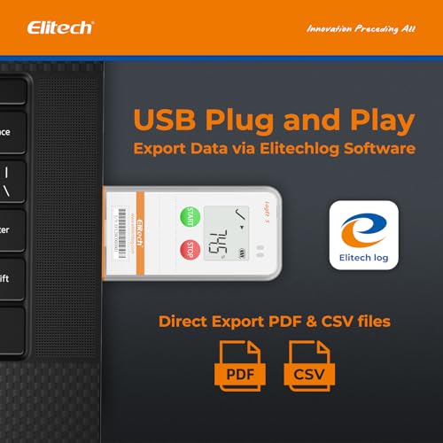 Elitech Registrador de datos de temperatura USB RC-5+ PDF digital + USB Registrador de datos de temperatura digital LogEt5T