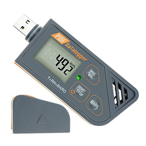 Registrador de datos de temperatura USB para temperatura humedad y presión atmosférica, IP65 impermeable registrador de temperatura con PDF y CSV informa alta precisión #88163