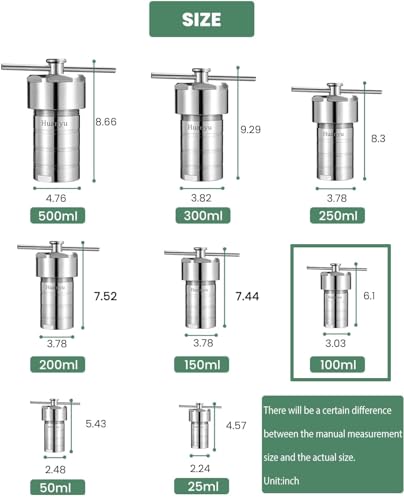 Hydrothermal Synthesis Autoclave Reactor with PTFE lined vessel for lab (Customizable) (100ml)