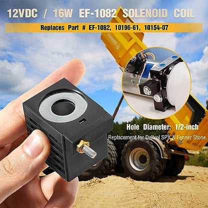 Repuesto para bobina de solenoide Deltrol EF-1082 10196-61 10196-60, 12 V CC, 16 W, perno único, se adapta a la unidad de potencia SPX Fenner Stone