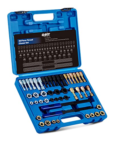 Orion Motor Tech Juego de 48 piezas de cazador de rosca, kit de reparación de roscas métricas y SAE con 22 llaves, 24 troqueles, 2 limas de rosca, kit universal de reroscado, 	‎TRK-A001-00