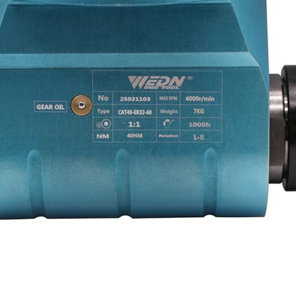 BestParts AG90-CAT40-ER32-60 Mandril con boquilla de cabeza de ángulo fijo, ángulo de 90°, relación de engranaje 1:1, estilo integral de estructura sólida