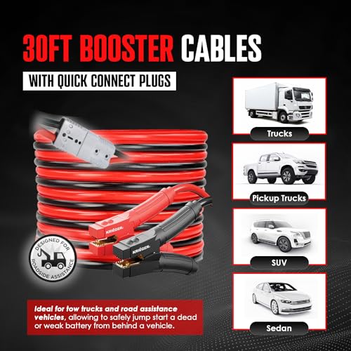 K KRIËGER Cables de Puente 100% Cobre Puro, 30 pies, 2 Calibre, 1000 amperios con Kit de instalación Permanente y enchufes de conexión rápida, Bolsa de Transporte incluida B0BTZ5HNLK
