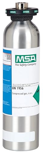 MSA Cilindro de calibración 10048280, botella de gas de aluminio, 34 litros, 1.45% CH4, 15% O2, 60 PPM CO, 20 PPM H2S, compatible con soporte de prueba del sistema Galaxy GX2, tanque de aire multiusos