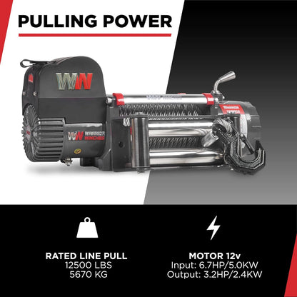 Warrior Winches Samurai 8,000 lbs 12v cabrestante eléctrico con cable de acero: perfecto para Jeep Wranglers, camiones, ATV y aventuras todoterreno. Controles inalámbricos