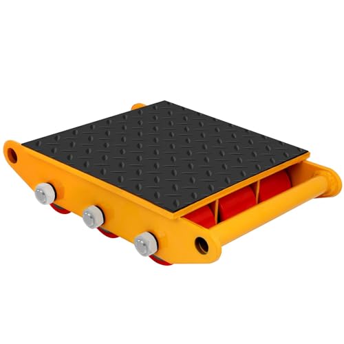 FAHKNS Machinery Skates - Patines de Movimiento Resistentes de 35000 lb/15T con Tapa Antideslizante y 9 Ruedas de Poliuretano para Equipos de mudanza Industrial Pesados, Color Amarillo