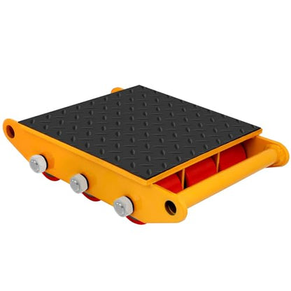 FAHKNS Machinery Skates - Patines de Movimiento Resistentes de 35000 lb/15T con Tapa Antideslizante y 9 Ruedas de Poliuretano para Equipos de mudanza Industrial Pesados, Color Amarillo