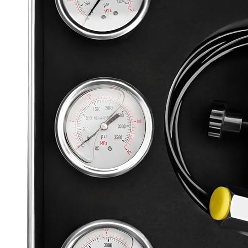 Kit de llenado de nitrógeno acumulador hidráulico de 3 calibradores, juego profesional de manómetros de llenado de gas, herramienta de prueba de acumulador multiadaptador con 6 acoplamientos para
