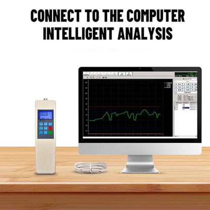 Medidor de fuerza digital de 20KN/4,409.2 lbs/4500LB Dinamómetro de medidor de empuje y tracción con sensor de célula de carga externa, modo pico/pista, salida USB