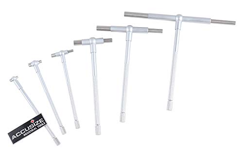 Accusize Industrial Tools Premium 5/16'' - 6", 6ps/Set Juego de medidores telescópicos, acabado en cromo satinado, 3602-5018