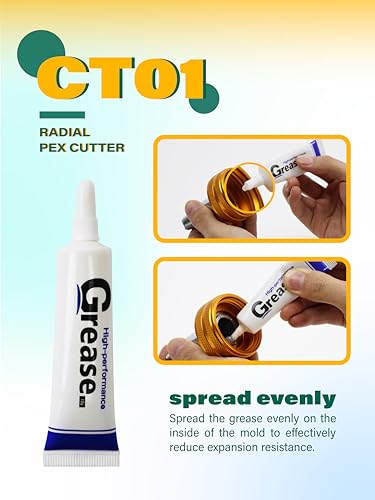 AMZCNC PEX - Kit de herramientas de expansión manual para tubos ASTM F1960 Kit de herramientas de expansión PEX estándar con cabezales de expansión de 1/2", 3/4" y 1" para tuberías PEX-a - Incluye