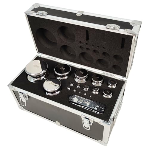 Juego de pesas de calibración PreAsion, grado F1, 1mg-5kg, kit de 28 piezas, pesas de acero inoxidable con caja de aleación de aluminio para educación en laboratorio - J251080FBA