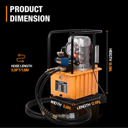 LCyindu - Bomba eléctrica hidráulica de 8.4 cuartos de galón, válvula solenoide de doble efecto de 8 litros, paquete de energía hidráulica, bomba portátil eléctrica, cilindro DB075-D2