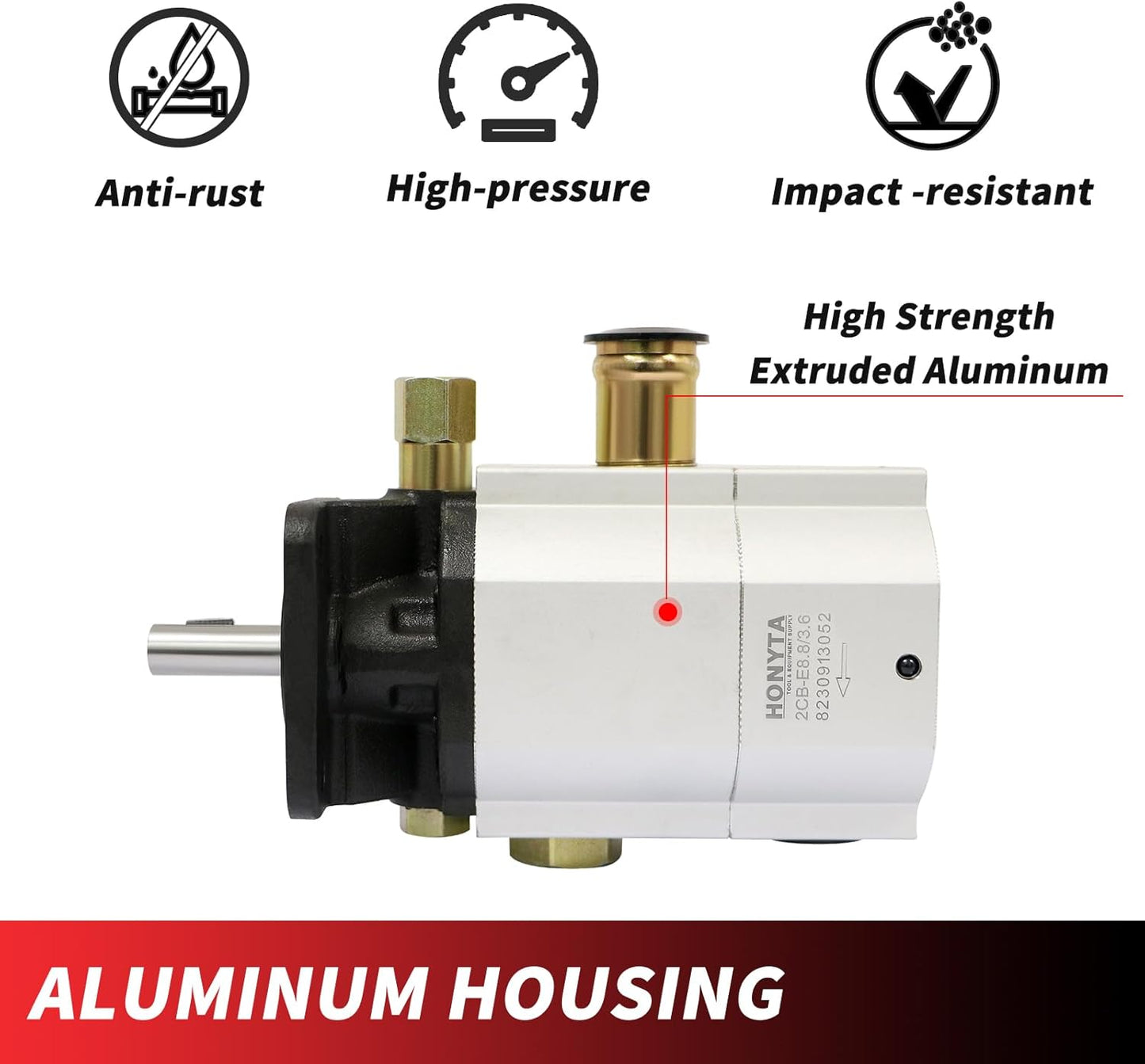Bomba hidráulica de troncos de 11 GPM Bomba de engranajes de 2 etapas, bomba de engranajes HI/LO, bomba divisora de madera de 3000 PSI, 3600 RPM, bombas divisoras de troncos de aluminio de 1/8