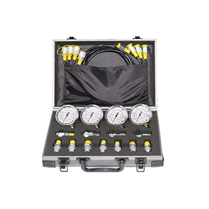 XZT Juego de manómetros de presión hidráulicos de 60 m, manguera de prueba, kit de acoplamiento de prueba de presión hidráulica, herramientas de reparación hidráulica para EE.UU., maquinaria de construcción de excavadoras de marca europea