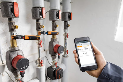 testo Abrazadera 115i - Termómetro HVAC para mediciones en tubería y rango de medición de -58° a 302 °F - Sonda de temperatura HVAC con Bluetooth y operación de aplicación - 0560 2115 03