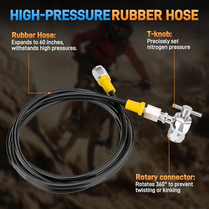 Kit regulador de nitrógeno, herramienta de llenado de choque de nitrógeno de 4000PSI con portabrocas y medidor Schrader sin pérdidas, para amortiguadores, compatible con Dirt Bike, ATV, UTV - MZ831214