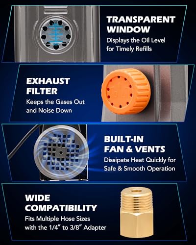 Orion Motor Tech Juego de bomba de vacío y medidor de CA, kit de manómetro de bomba de vacío de 1/3 hp 4 cfm con detector de fugas, 3 mangueras y accesorios para R134a R12 R22 R502, kit de bomba de vacío de A/C para sistemas de HVAC automático