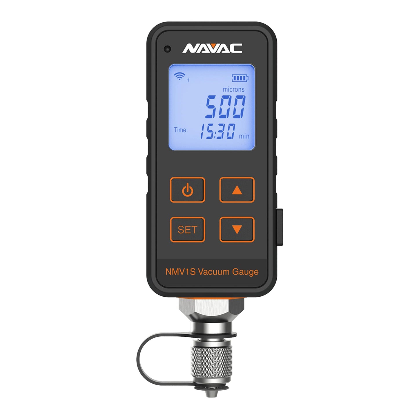 NAVAC NMV1S - Medidor de aspiradora de micras premium - Protección de alta presión - Medidor de aspiradora digital HVAC con alarma de nivel y advertencia de fugas, prueba de desintegración, gran