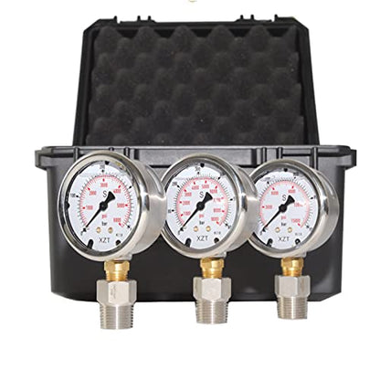 XZT Kit de manómetro analógico de presión hidráulica 17N, conjunto de manómetros de presión, manguera de prueba, con entrada de base NPT