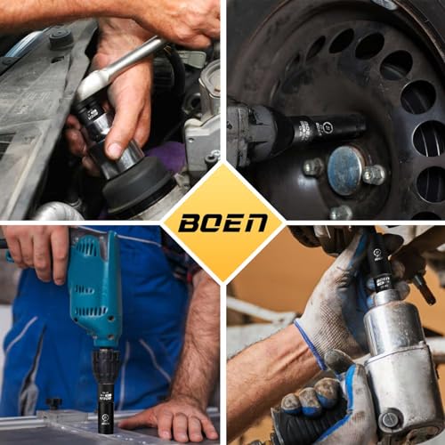 BOEN Juego de adaptador y reductor de llaves de impacto de 10 piezas, SAE estándar de 1/4 pulgadas 3/8 pulgadas 1/2 pulgadas 3/4 pulgadas, kit de conversión de llave y destornillador de acero CR-MO