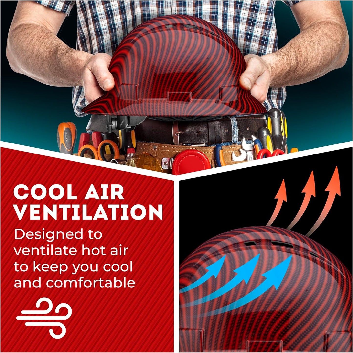 Acerpal Casco duro OSHA con diseño de fibra de carbono ventilada de ala completa con suspensión de 6 puntos (opciones 1)