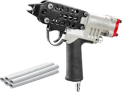 meite SC760S-I2 Pistola neumática de anillo de cerdo con 1000 anillos de cerdo de 16GA, alicates de anillo de cerdo corona de calibre 16 de 1/2 pulgada, cierre de 0.102-0.142 in, alicates ligeros Air