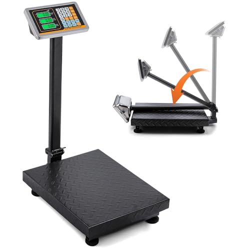 Bonvoisin Báscula de plataforma digital de 660 libras, báscula de piso resistente, báscula de envío postal conmutable KG/LB para pesar paquetes, equipaje, maletas, cajas