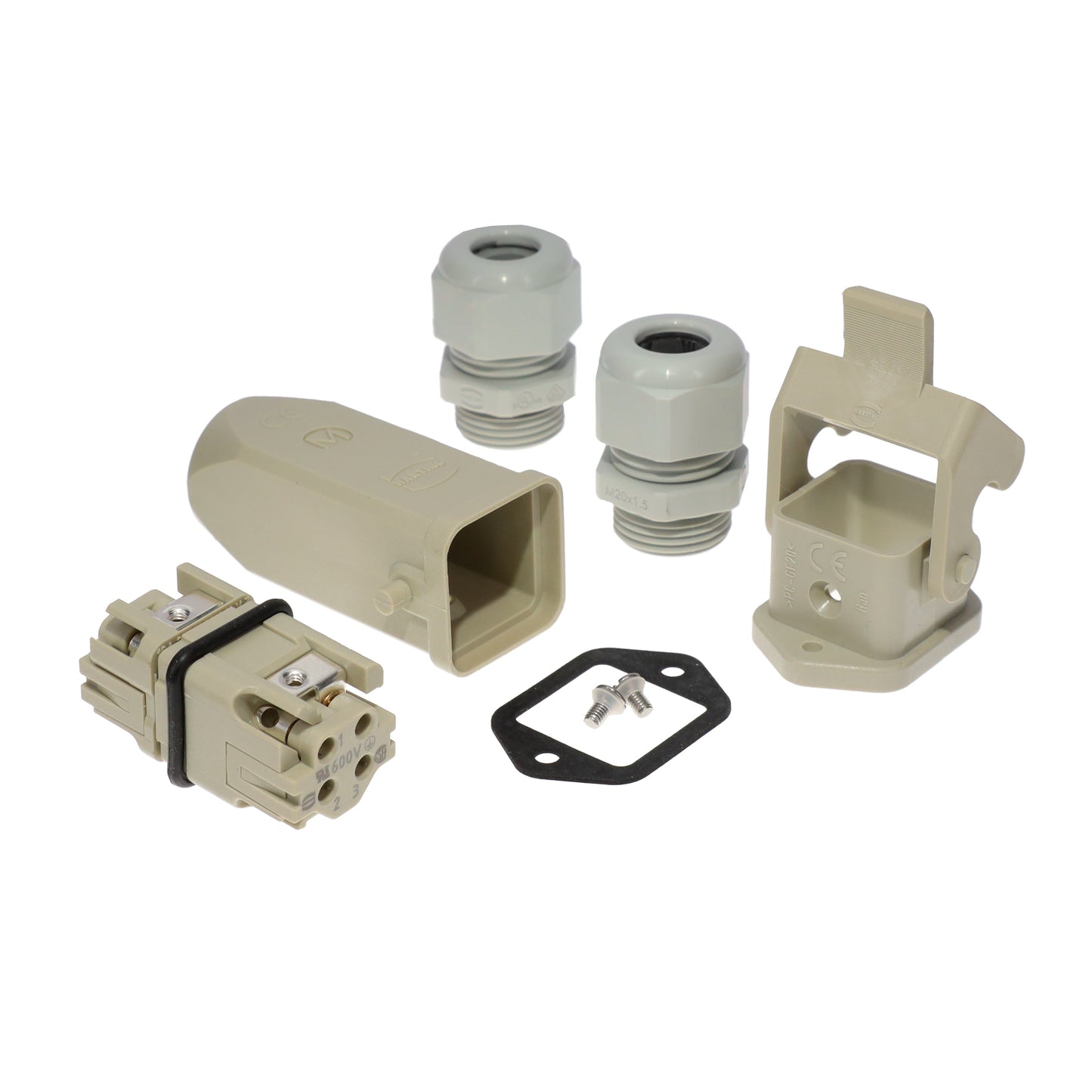 HARTING 10200030002 Han-Kit® Top-Hood, Bottom-Base 3+Ground