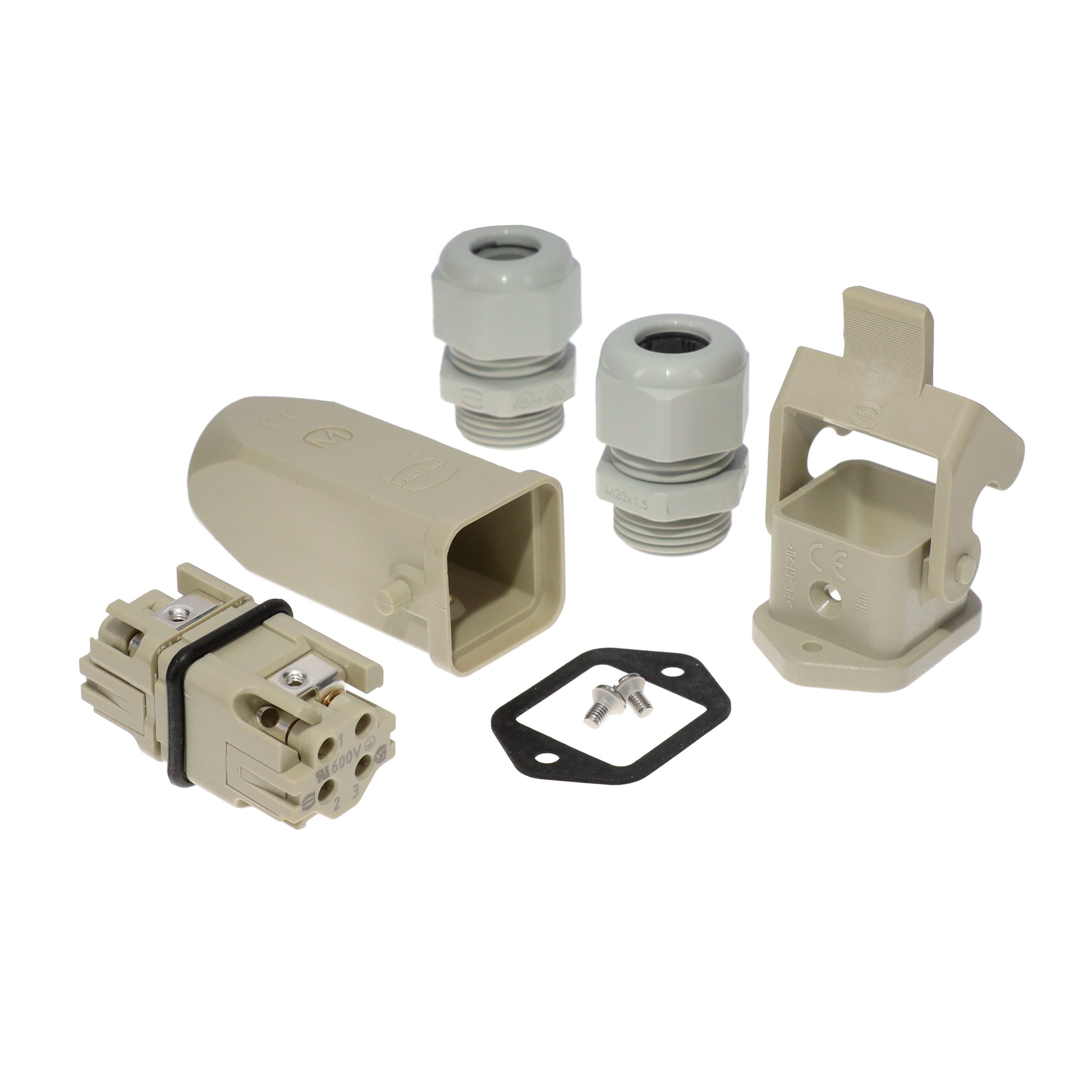 HARTING 10200030002 Han-Kit® Top-Hood, Bottom-Base 3+Ground