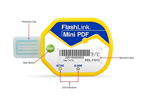 Deltatrak (10 unidades) Registrador de datos de temperatura USB de 85 días en tránsito de viaje de un solo uso de cadena fría PDF Logger #31010+00-8