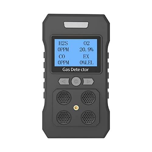 4 Monitor de gas recargable portátil detector de gas H2S O2 CO y LEL Multi Gas Monitor Sniffer profesional con pantalla LCD Luz de sonido Vibración Modo de alarma