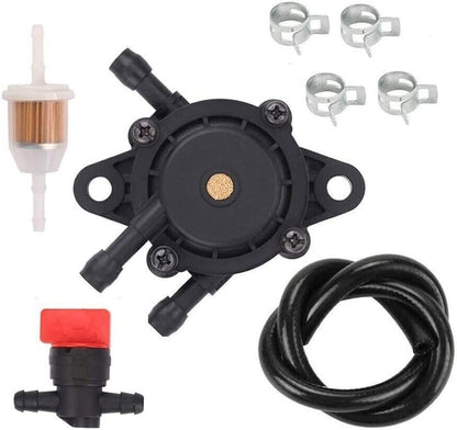 Carburador para John Deere GT245 GX255 GX335 Kit de mantenimiento completo con bujías de combustible, válvula de cierre de combustible, filtro de aire, filtro de aceite, bomba de combustible