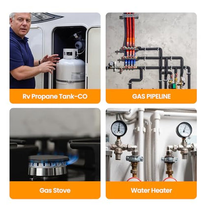 Detector de gas, monitor de gas ACEGMET 4, indicador múltiple (vibración, audible, visual) H2S, O2, CO y LEL 4, monitor de gas recargable personal de 4 medidores de gas, 2 años de vida del sensor de