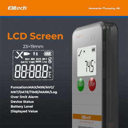Elitech Registrador de datos de temperatura USB RC-5+ PDF digital + USB Registrador de datos de temperatura digital LogEt5T