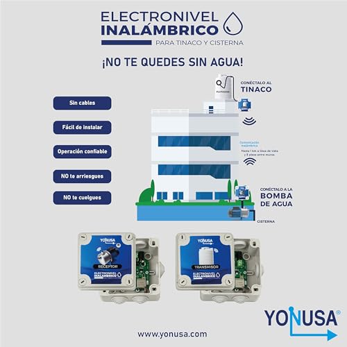 Electronivel Inalámbrico para tinacos y Cisterna, sin cablear y fácil de instalar,Transmisor detecta nivel de agua en tinaco o sisterna