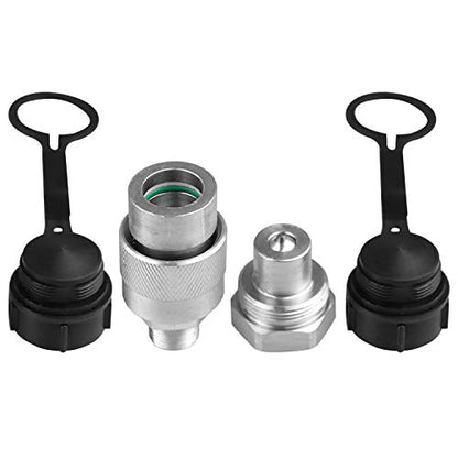Juego de acoplador rápido hidráulico de 3/8 pulgadas que reemplaza a Enerpac C-604, conecta y desconecta bajo presión de 10,000 PSI, con 2 tapas antipolvo