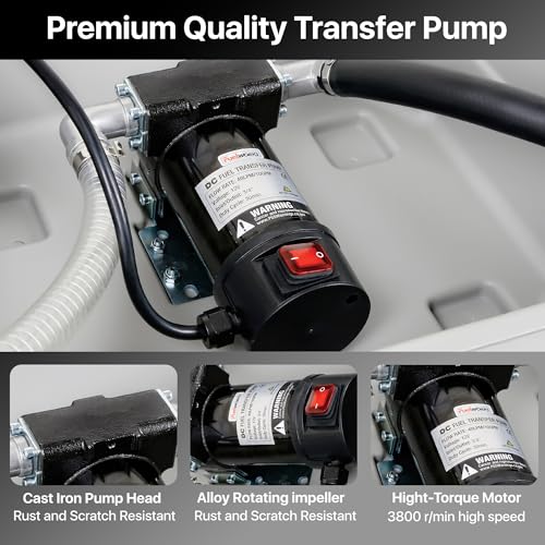 Kit de bomba de transferencia de caja de combustible portátil 10GPM/40LPM (solo para diesel) Heavy Duty Eléctrica autocebante DC 12V abrazaderas de cocodrilo incluye boquilla manual de